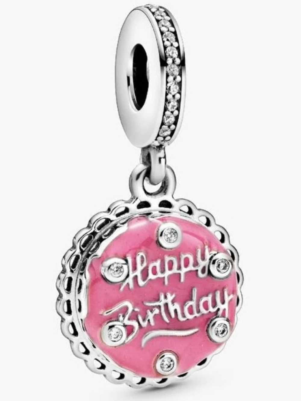 Authentic NEW Pandora Pink Birthday Cake Dangle Charm S925ALE CZ Enamel